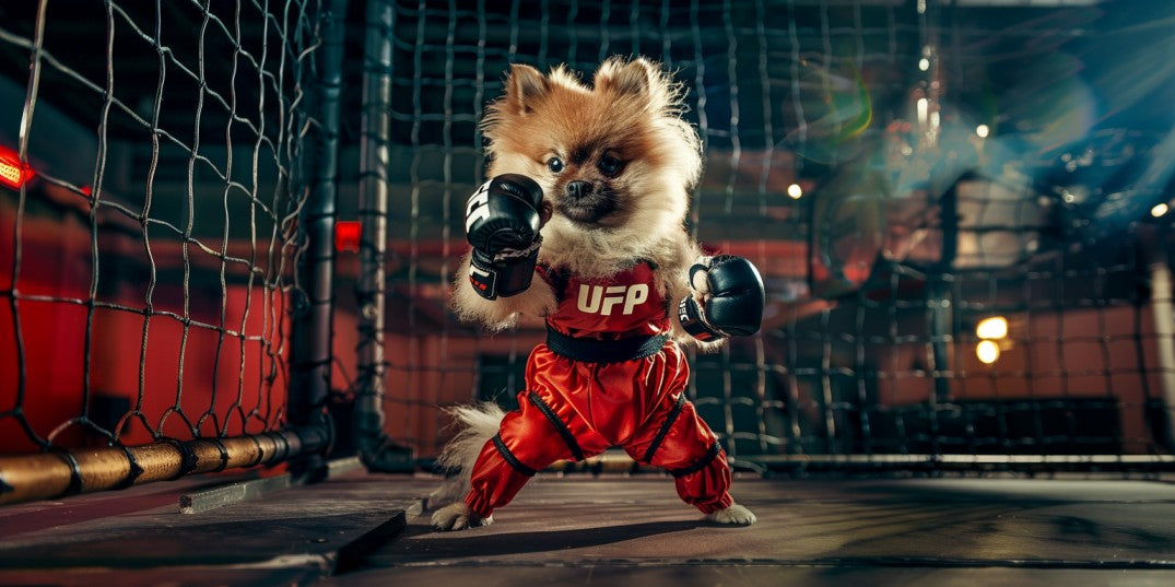 A Chihuahua in a UFP boxing ring 